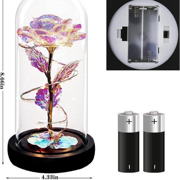 Glass Rose Galaxy Enchanted Light-Up Flower - Perfect Gift for Women Mul… - Picture 4 of 7